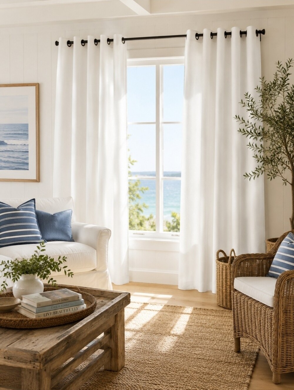 Pottery Barn Cameron Cotton Grommet Curtain Panel White 50x84 NIP New